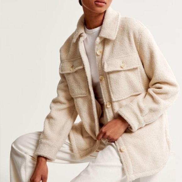 Abercrombie & Fitch Women's Beige Teddy Jacket - Picture 2 of 2